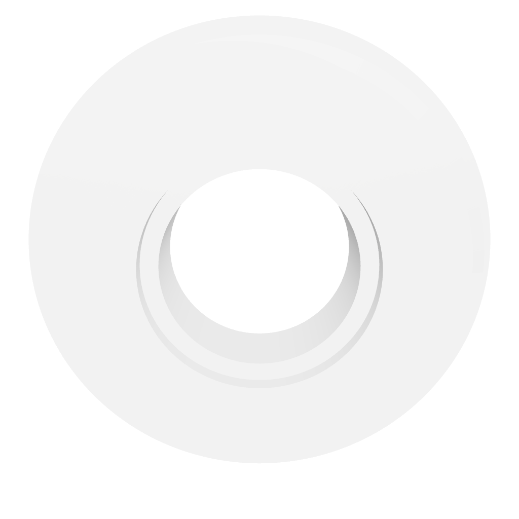 Whirlpool-Filterverbinder Ø 130 mm aus PETG in Weiß – 3D-Ansicht mit Gewinde auf beiden Seiten
