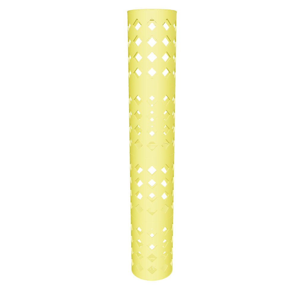 Whirlpool-Filterkartusche komplett aus PETG in Gelb – 3D-Ansicht des zusammengesetzten 10-teiligen Filtergehäuses