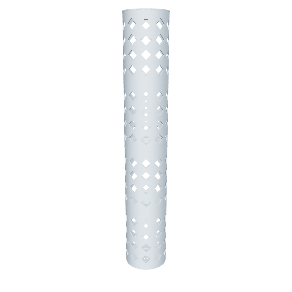Whirlpool-Filterkartusche komplett aus PETG in Misty Blue – 3D-Ansicht des zusammengesetzten 10-teiligen Filtergehäuses