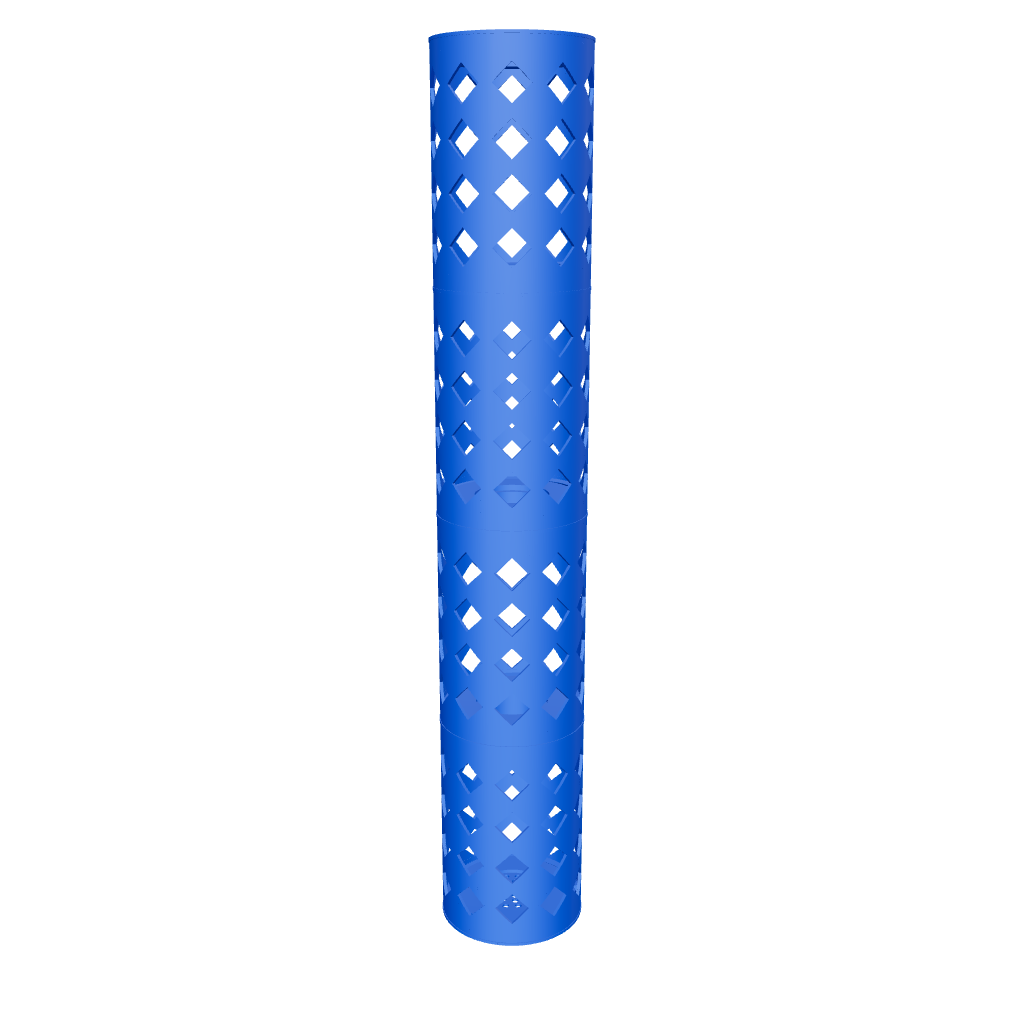 Whirlpool-Filterkartusche komplett aus PETG in Blau – 3D-Ansicht des zusammengesetzten 10-teiligen Filtergehäuses